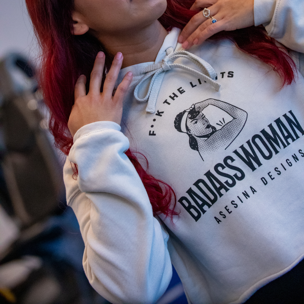 Badass Woman Cropped Hoodie