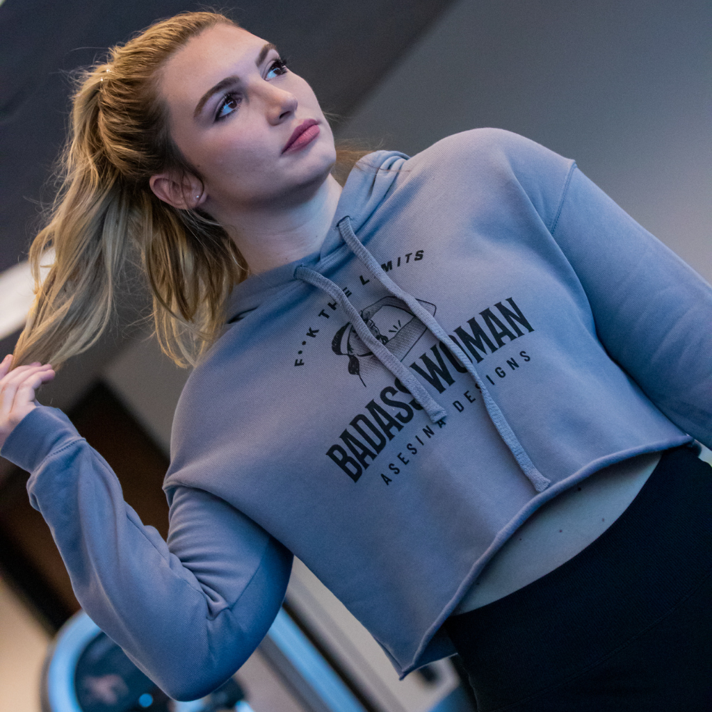 Badass Woman Cropped Hoodie